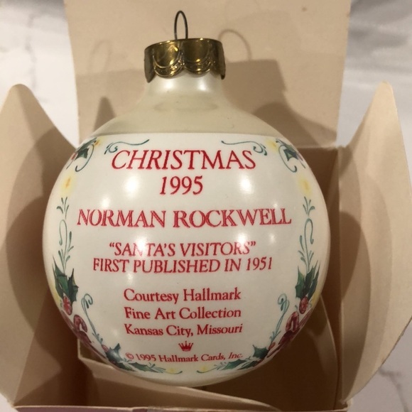 Hallmark Christmas 1995 tree ornament Norman Rockwell Santa’s Visitors EUC boxed - Picture 7 of 9